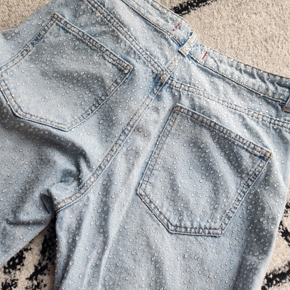 Zara Light Blue Denim Jeans With Clear Bead Embellishment - Picture 4 of 4